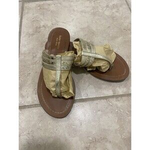 Kate Spade New York Women's 7.5 M Carol Sandals Gold Leather Flip Flops Thongs